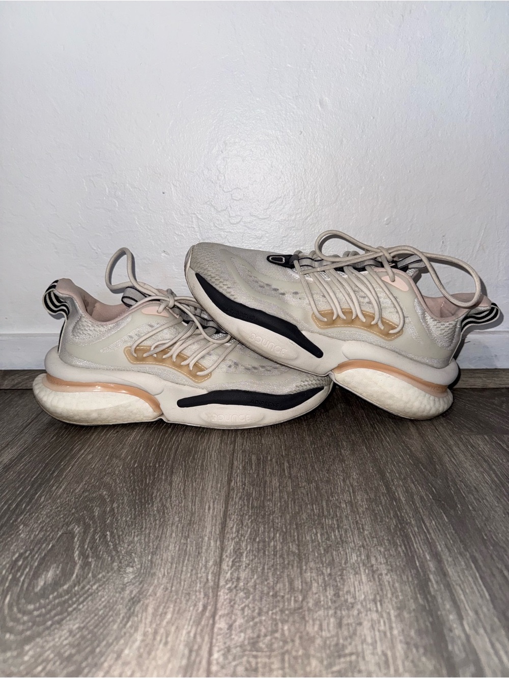 adidas Women's Beige White and Black Athletic Sneakers